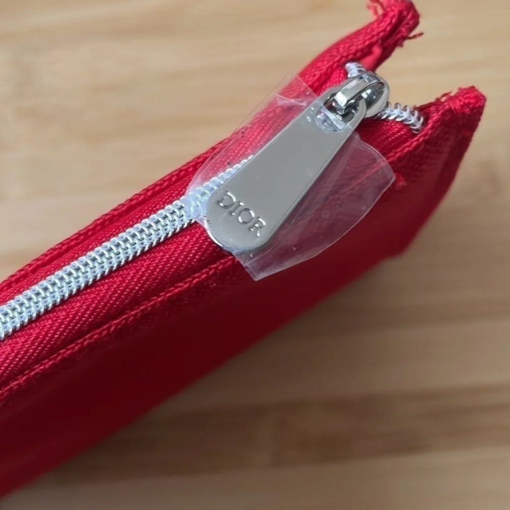 Brand New Dior Red Zippered Beauty Pouch 100% Recycled Materials in Box
